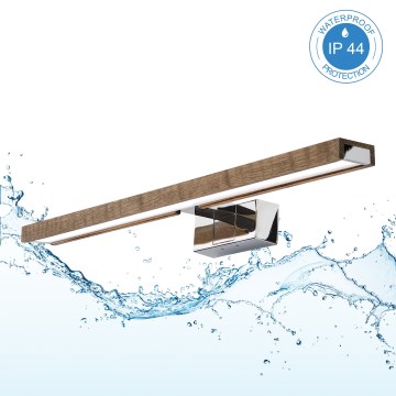 Brilagi - LED-Badspiegelleuchte WOODY MIRROR 3-in-1 LED/12W/230V 60 cm IP44 glänzender Chrom/Eiche/Nussbaum