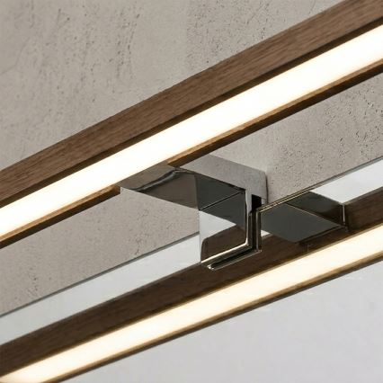 Brilagi - LED-Badspiegelleuchte WOODY MIRROR 3-in-1 LED/12W/230V 60 cm IP44 glänzender Chrom/Eiche/Nussbaum