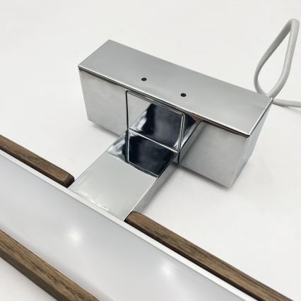 Brilagi - LED-Badspiegelleuchte WOODY MIRROR 3-in-1 LED/12W/230V 60 cm IP44 glänzender Chrom/Eiche/Nussbaum
