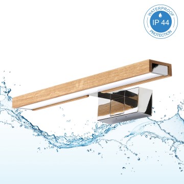 Brilagi - LED-Badspiegelleuchte WOODY MIRROR 3-in-1 LED/8W/230V 40 cm IP44 glänzender Chrom/Eiche