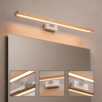Brilagi - LED-Badezimmer-Spiegelbeleuchtung 3-in-1 WOODY MIRROR LED/15W/230V 80 cm IP44 weiß/Eiche