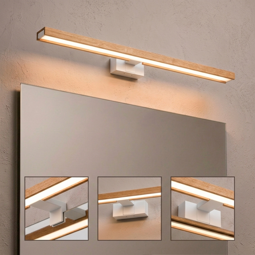Brilagi - LED-Badezimmer-Spiegelbeleuchtung 3-in-1 WOODY MIRROR LED/15W/230V 80 cm IP44 weiß/Eiche
