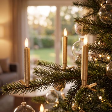 BRILAGI - LED-Beleuchtung für Weihnachtsbaum 10xLED/10xAAA goldfarben + Fernbedienung