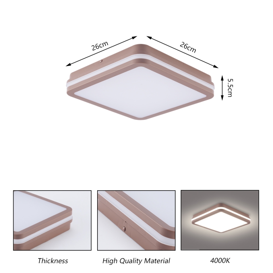 Brilagi - LED-Außen-Deckenleuchte mit Sensor BENE LED/24W/230V 26x26 cm braun IP54