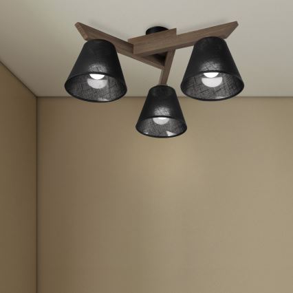 Brilagi - LED Deckenleuchte ANTHONY 3xE14/40W/230V Eiche Nussbaum/Schwarz