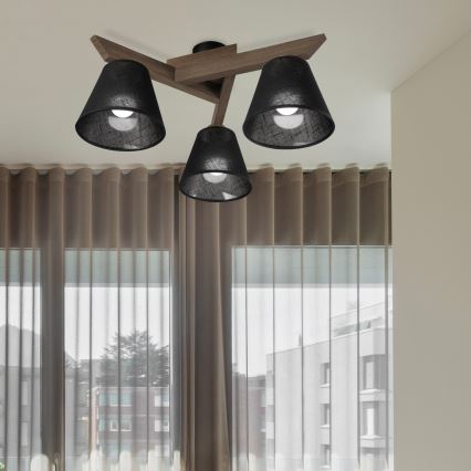 Brilagi - LED Deckenleuchte ANTHONY 3xE14/40W/230V Eiche Nussbaum/Schwarz