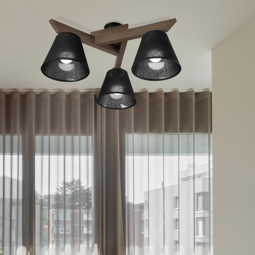 Brilagi - LED Deckenleuchte ANTHONY 3xE14/40W/230V Eiche Nussbaum/Schwarz