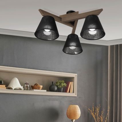 Brilagi - LED Deckenleuchte ANTHONY 3xE14/40W/230V Eiche Nussbaum/Schwarz