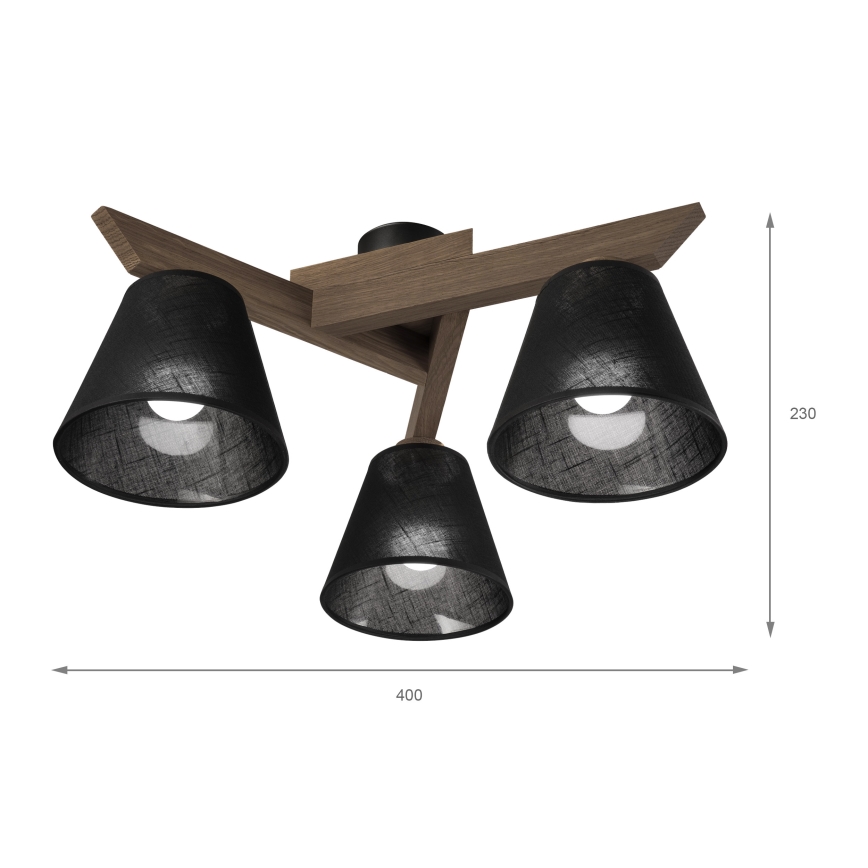 Brilagi - LED Deckenleuchte ANTHONY 3xE14/40W/230V Eiche Nussbaum/Schwarz
