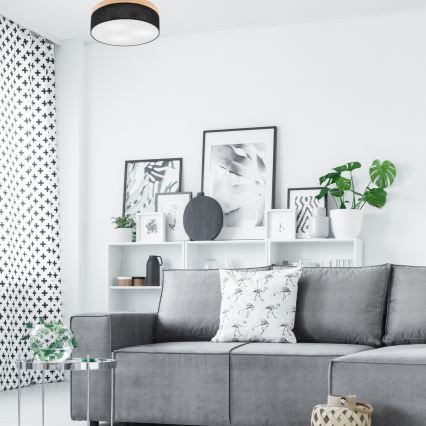 Brilagi - LED Deckenleuchte BELLADONNA 3xE27/15W/230V d 50 cm schwarz/Kiefer