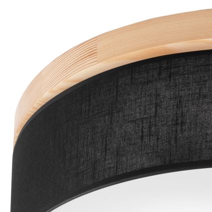 Brilagi - LED Deckenleuchte BELLADONNA 3xE27/15W/230V d 50 cm schwarz/Kiefer