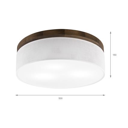 BRILAGI - LED-Deckenleuchte BELLADONNA 3xE27/15W/230V Ø 50 cm weiß/Eiche Nussbaum