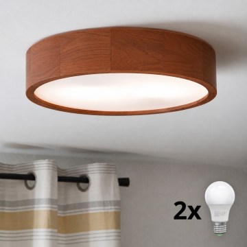 Brilagi - LED-Deckenleuchte CARVALHO 2xE27/15W/230V Eiche/Kirsche Ø 37 cm