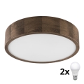 Brilagi - LED Deckenleuchte CARVALHO 2xE27/60W/230V Eiche Nussbaum Ø 37 cm