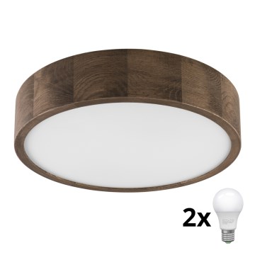 Brilagi - LED Deckenleuchte CARVALHO 2xE27/60W/230V Eiche Nussbaum Ø 37 cm