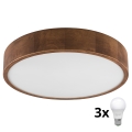 Brilagi - LED Deckenleuchte CARVALHO 3xE27/60W/230V Eiche-Kirsche Ø 47 cm