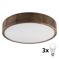 Brilagi - LED Deckenleuchte CARVALHO 3xE27/60W/230V Eiche Nussbaum Ø 47 cm