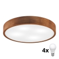 Brilagi - LED Deckenleuchte CARVALHO 4xE27/60W/230V Eiche Kirsche Ø 57,5 cm