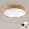 Brilagi - LED Deckenleuchte CARVALHO 4xE27/60W/230V eiche ø 57,5 cm