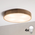 BRILAGI - LED-Deckenleuchte CARVALHO MODERN 4xE27/60W/230V Eiche Ø 57,5 cm