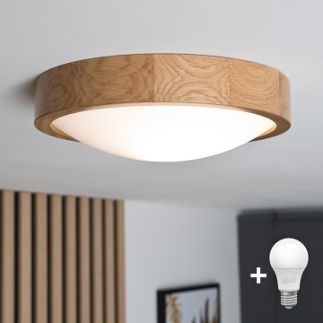 Brilagi - LED Deckenleuchte CARVALHO SLIM 1xE27/60W/230V Eiche Ø 27 cm