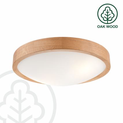 Brilagi - LED-Deckenleuchte CARVALHO SLIM 2xE27/15W/230V Eiche, Ø 37 cm