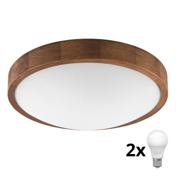 Brilagi - LED-Deckenleuchte CARVALHO SLIM 2xE27/60W/230V Eiche Kirsche d 37 cm