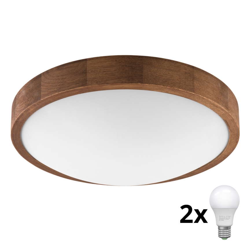 Brilagi - LED-Deckenleuchte CARVALHO SLIM 2xE27/60W/230V Eiche Kirsche d 37 cm