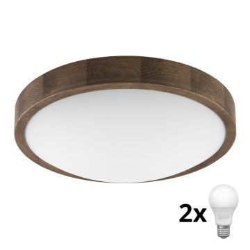 Brilagi - LED Deckenleuchte CARVALHO SLIM 2xE27/60W/230V Eiche Nussbaum Ø 37 cm