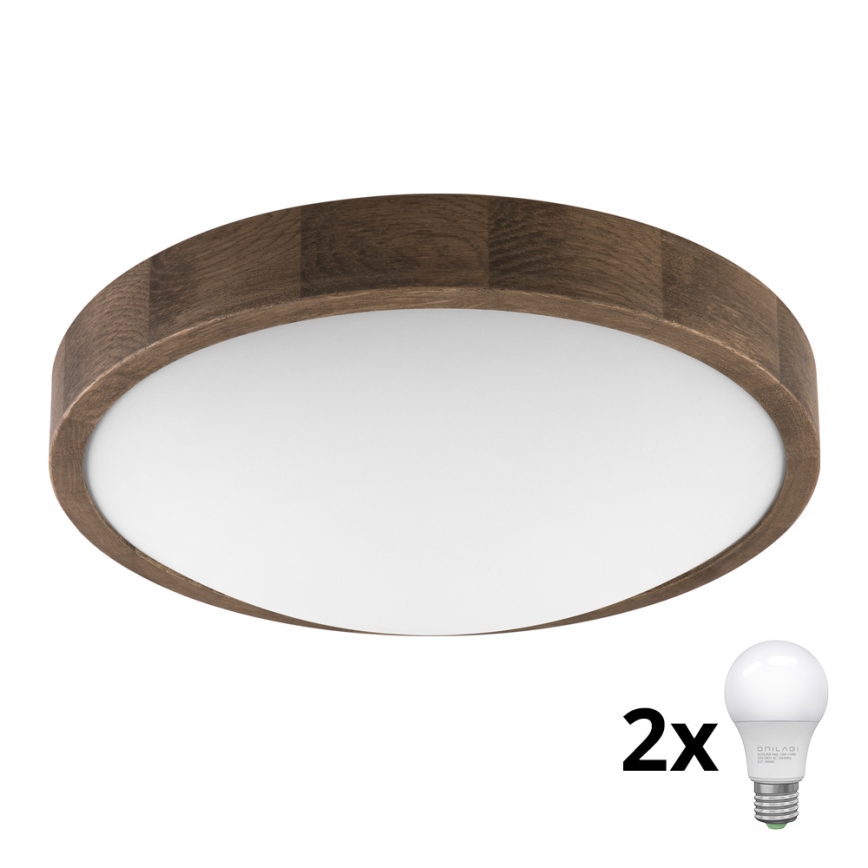 Brilagi - LED Deckenleuchte CARVALHO SLIM 2xE27/60W/230V Eiche Nussbaum Ø 37 cm
