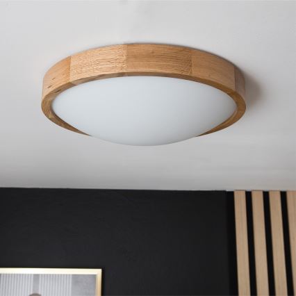 Brilagi - LED Deckenleuchte CARVALHO SLIM 2xE27/60W/230V Eiche Ø 37 cm