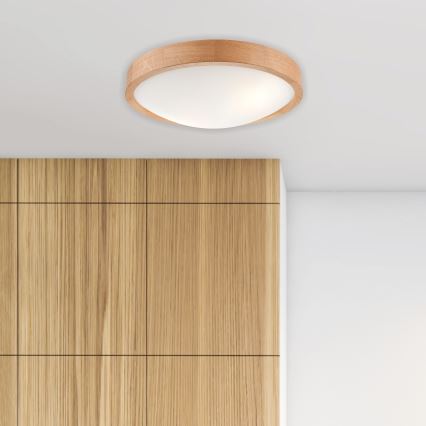 Brilagi - LED Deckenleuchte CARVALHO SLIM 2xE27/60W/230V Eiche Ø 37 cm