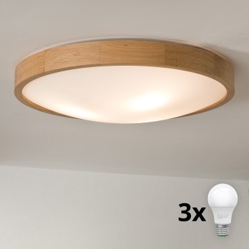 Brilagi - LED-Deckenleuchte CARVALHO SLIM 3xE27/15W/230V Eiche Ø 47 cm