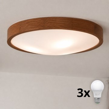 Brilagi - LED-Deckenleuchte CARVALHO SLIM 3xE27/45W/230V Eiche/Kirsche Ø 47 cm