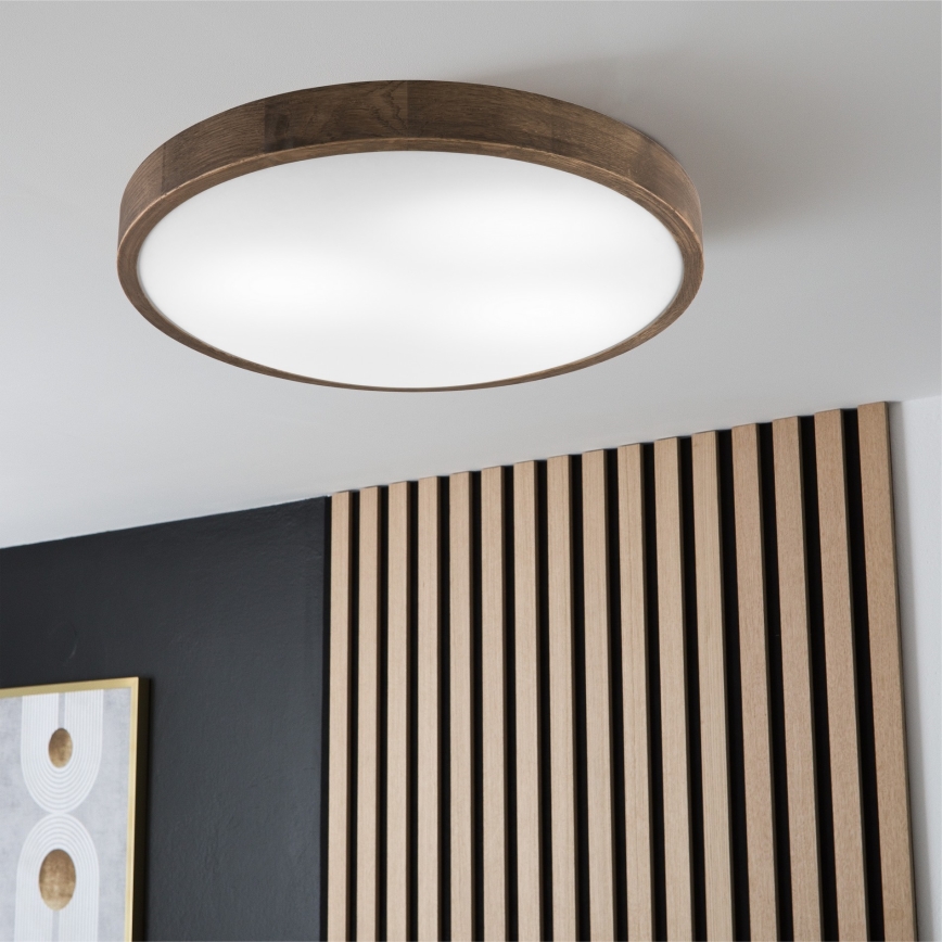 Brilagi - LED Deckenleuchte CARVALHO SLIM 3xE27/60W/230V Eiche Nussbaum Ø 47 cm