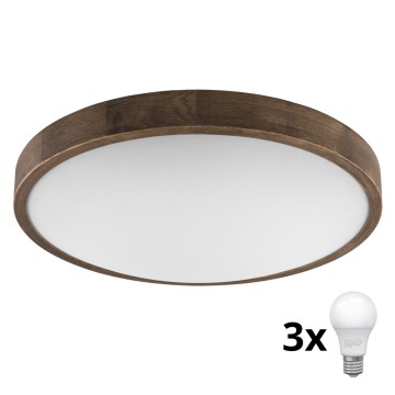 Brilagi - LED Deckenleuchte CARVALHO SLIM 3xE27/60W/230V Eiche Nussbaum Ø 47 cm