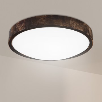 Brilagi - LED-Deckenleuchte CARVALHO SLIM SMOKEY, 36 W, 230 V, Eiche, Ø 37,5 cm