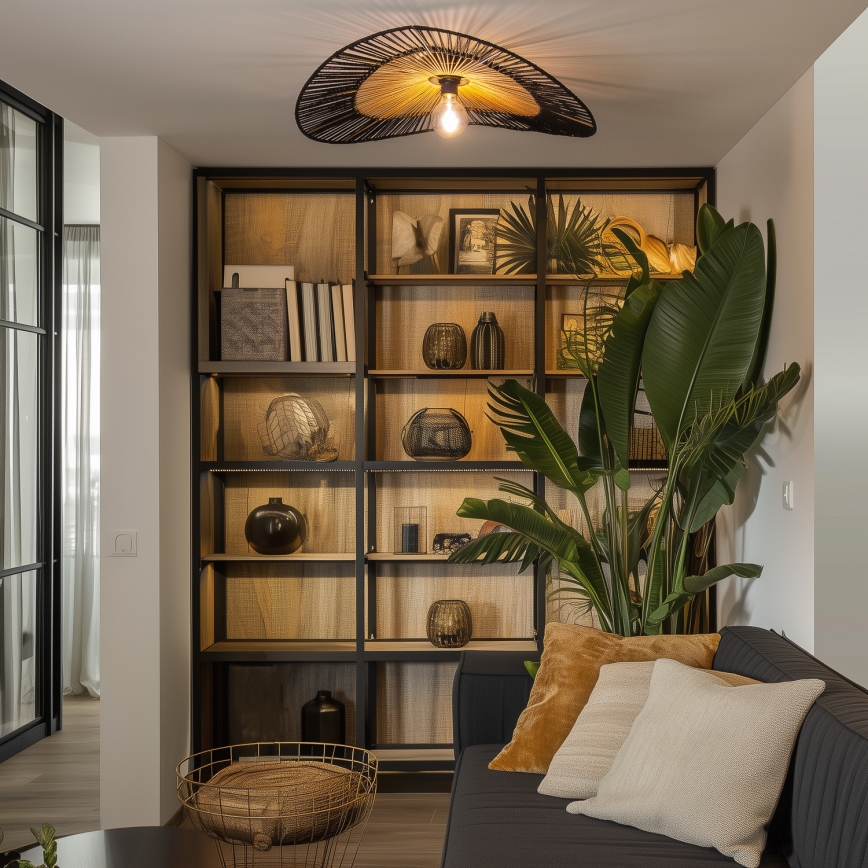 Brilagi - LED-Deckenleuchte CERIA BOHO 1xE27/40W/230V Ø 80 cm schwarz/braun