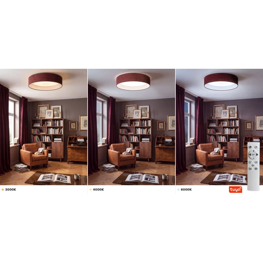 Brilagi - LED-dimmbare Deckenleuchte VELVET SMARTIX STARS LED/24W/230V 3000-6000K Ø 45 cm weinrot Wi-Fi Tuya Beacon + Fernbedienung