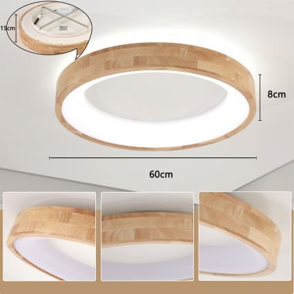 Brilagi - LED-Deckenleuchte FALCON WOOD LED/40W/230V 3000/4000/6000K Ø 60 cm Holz