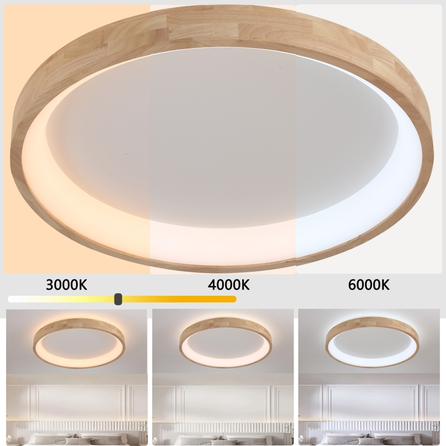 Brilagi - LED-Deckenleuchte FALCON WOOD LED/60W/230V 3000/4000/6000K Ø 80 cm Holz