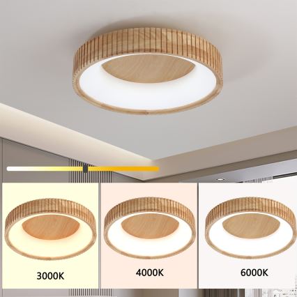 Brilagi - LED-Deckenleuchte FALCON WOOD MODERN, LED/30W/230V, 3000/4000/6000K, Ø 45 cm, Holz