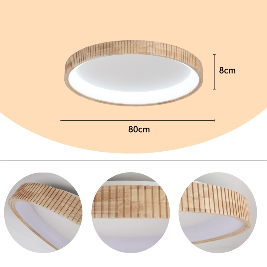 Brilagi - LED-Deckenleuchte FALCON WOOD MODERN LED/60W/230V 3000/4000/6000K Ø 80 cm Holz