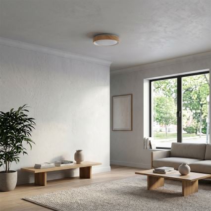 Brilagi - LED-Deckenleuchte FLOCO LED/24W/230V Ø 30 cm Holzdekor/Weiß