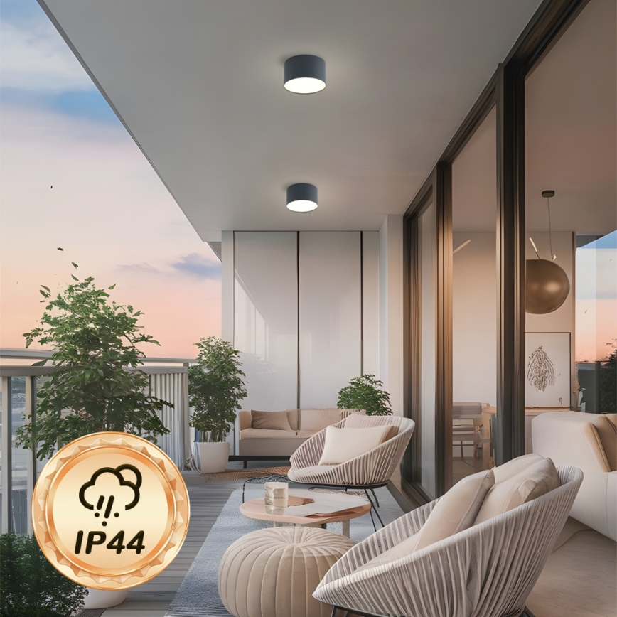 Brilagi - LED-Badezimmer-Deckenleuchte FORIS LED/9W/230V Ø 9 cm Anthrazit IP44 CRI 90