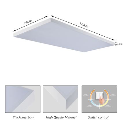 Brilagi - LED-Badezimmer-Deckenleuchte FRAME LED/96W/230V 120x60 cm 3000/4000/6000K IP44 weiß
