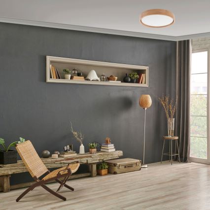 Brilagi - LED dimmbare Deckenleuchte MANAROLA SMART LED/24W/230V 2700-6500K Eiche Ø 41 cm Wi-Fi + Fernbedienung Tuya