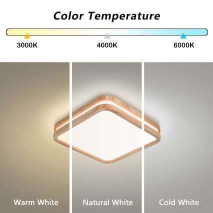 BRILAGI - LED-Deckenleuchte MOLINA SQUARE LED/32W/230V 3000/4000/6000K Eiche 30x30 cm