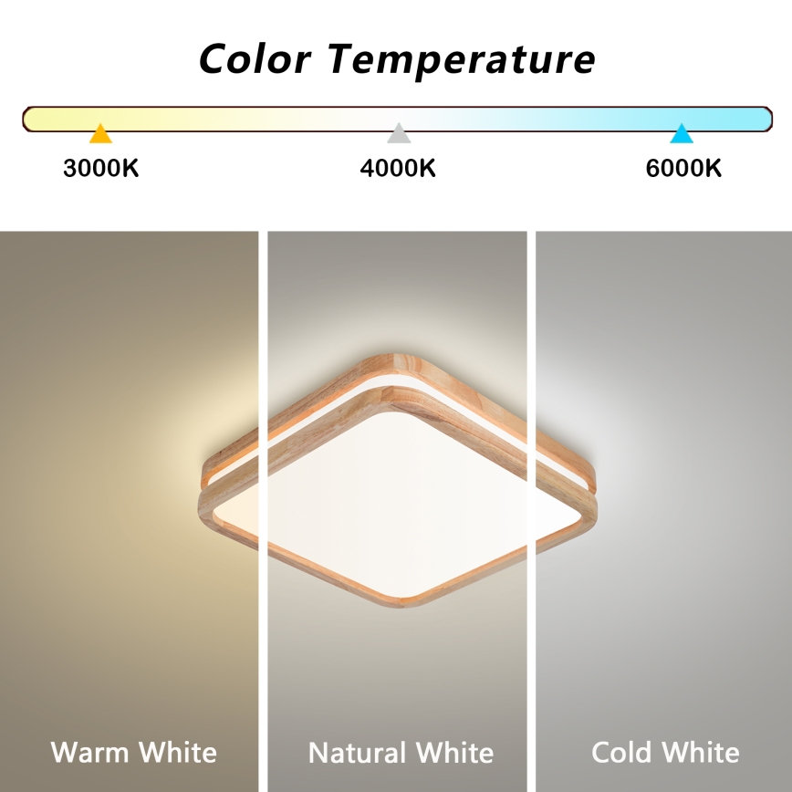 BRILAGI - LED-Deckenleuchte MOLINA SQUARE LED/32W/230V 3000/4000/6000K Eiche 30x30 cm