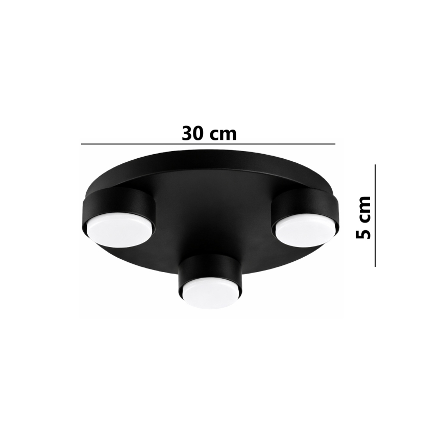 Brilagi - LED-Deckenleuchte MONO 3xGX53/12W/230V Ø 30 cm schwarz